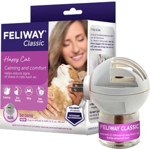 FELIWAY Classic 30 Day Cat Calming Plug In Pheromone Diffuser Starter Kit, 48ml - Helps Reduce Common Signs of Stress in Cats & Kittens, Enhanced Calming