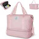 Geestock Weekender Bags for Women Travel Duffle Bag with Shoe Compartment, Carry On Overnight Bag with Trolley Sleeve for Travel Gym, Hospital Bags for Labor and Delivery, Pink