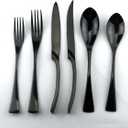 Stainless Steel Mirror Polished Flatware Set, Steak Knife Dinnerware Knife Fork Salad Fork Dessert Spoon 6-piece, Service for 1, Black