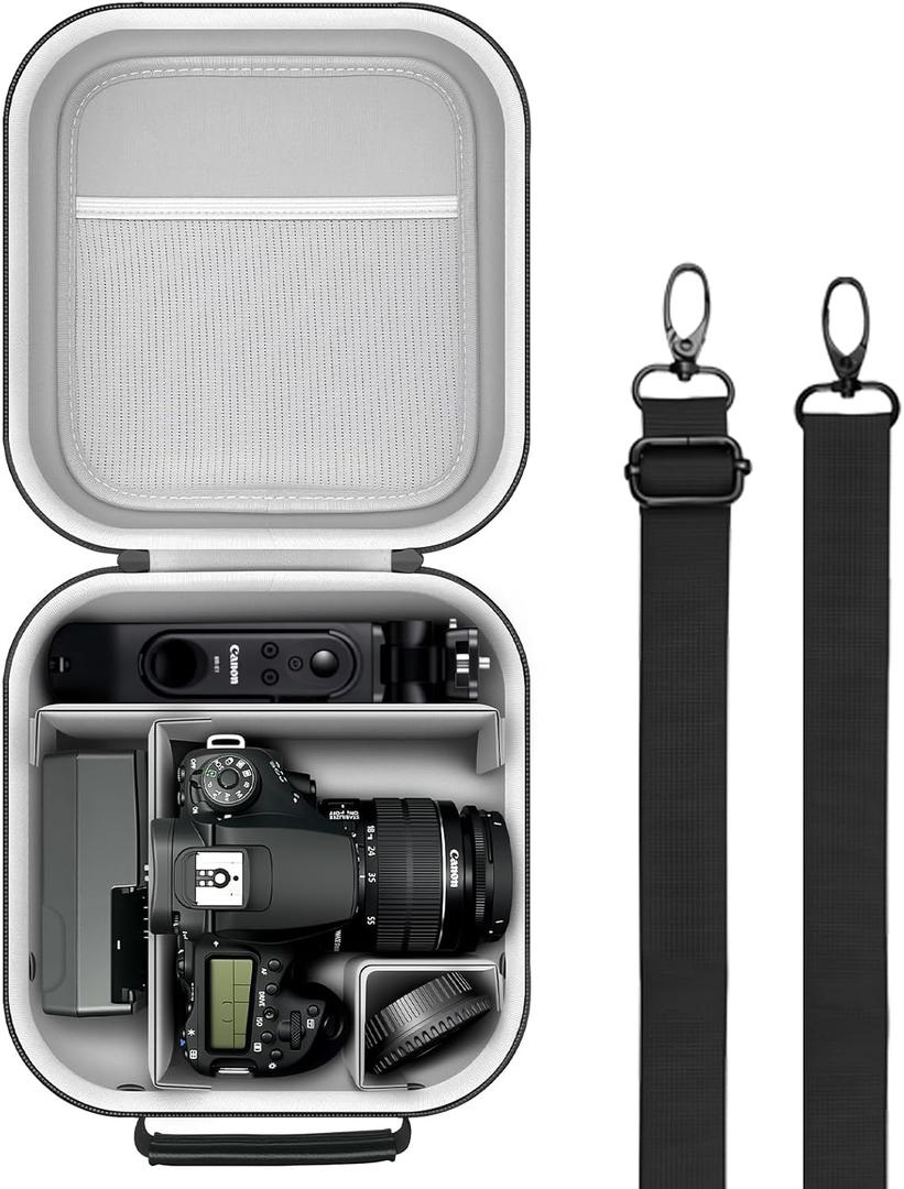 Krypthos Travel Camera Storage Case Compatible with Canon EOS Rebel T7/ R100/ R50/ 90D/ 2000D Nikon D7100/ D7500 Sony Alpha ZV-E10, Camera Protective Storage Holder Organizer Bag Carrying Bag