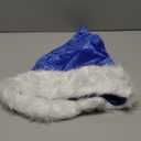 Christmas Santa Hat for Adults, Velvet Santa Hats Plush Christmas Hat for Xmas New Year Party Decorations and Supplies (Blue)