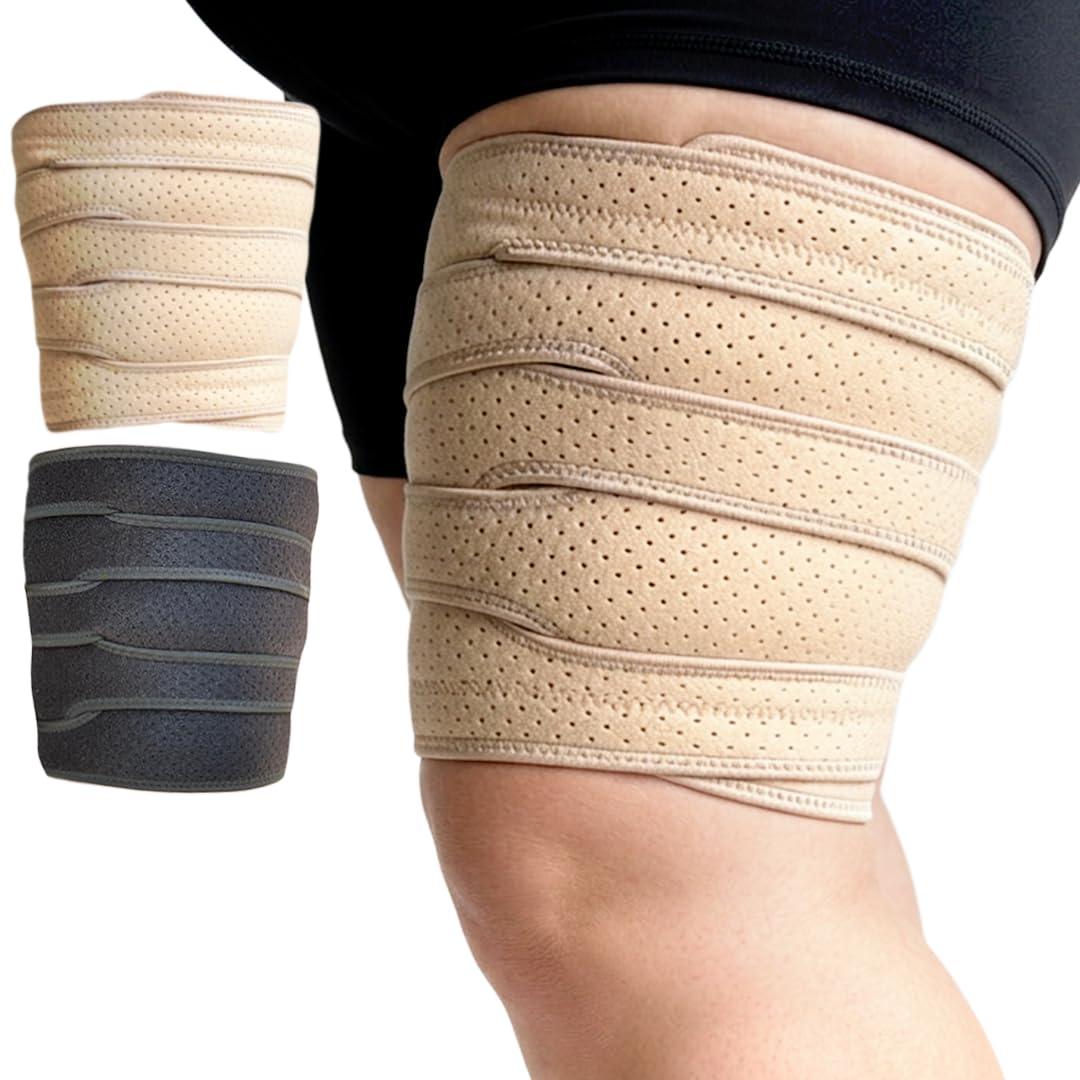 Beltwell Thigh Wrap for Swollen Legs, Lymphedema, Varicose Veins, Lipedema, Edema, Circulation, Heaviness, Post-Surgery & Blood Clots Muscle Recovery, Pain Relief, Circulation & Mobility Adjustable Support for Men & Women (1 wrap) BEIGE, XXL-SHORT