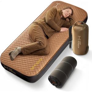 LOSTHORIZON Air & Foam Camping Mattress, Self-Inflating Sleeping Pad, 3" Thick, with Pump Sack, Slim Single