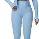 ABOCIW 3 Piece Workout Sets for Women Zipper Long Sleeve Jacket Racerback Sports Bra High Waist Leggings Yoga Gym Sets (0-2, Light Bule)