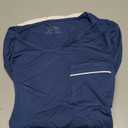 COLORFULLEAF Nightgowns for Women Long Sleeve V Neck Nightshirts Soft Full Length Sleepwear with Pockets (Medium, Dark Blue)