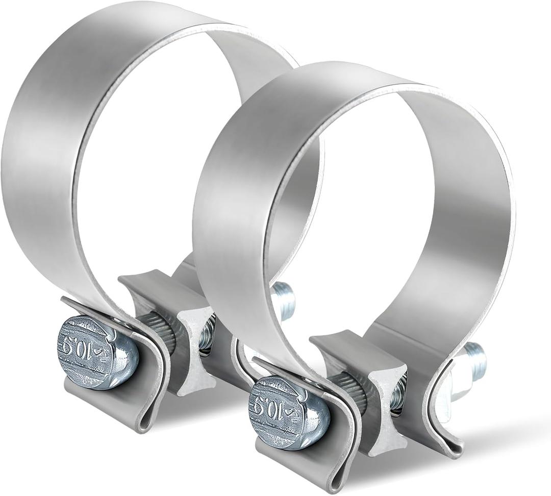 2.5 inch Exhaust Clamp, 2 PCS Narrow Band Muffler Clamps for Exhaust Pipe. (304 Stainless Steel)