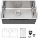 Logmey 30 Inch Undermount Kitchen Sink - 30x18 In Handmade Stainless Steel Undermount Kitchen Sink 16 Gauge Single Bowl 30x18x9 Inches Sinks