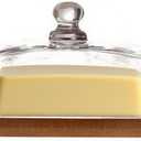 Glass Butter Dish with Lid,Airtight Cover for Fresh Butter,Clear Butter Keeper,Butter Tray,Large Butter Dish for Refrigerator & Countertop