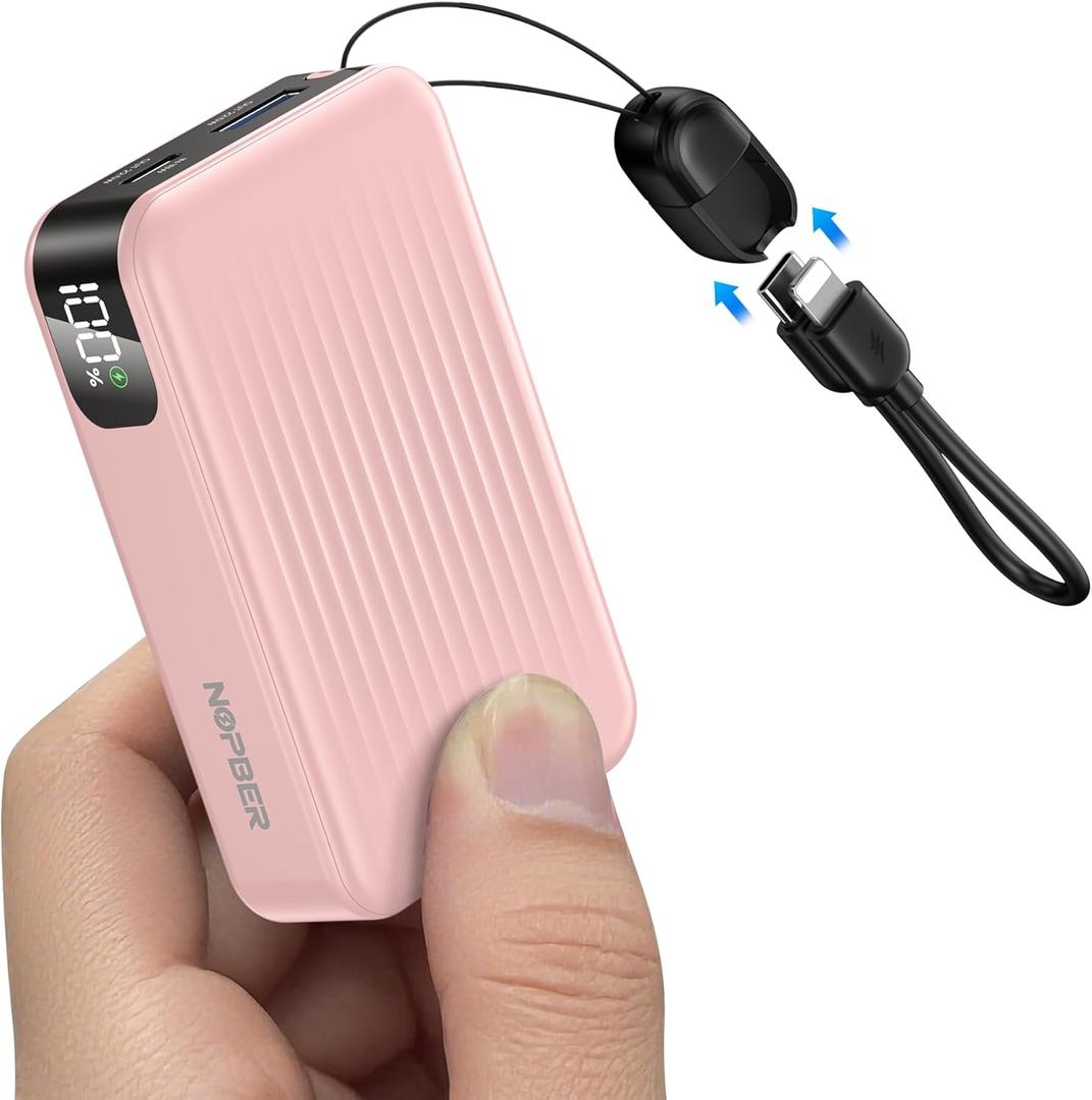 Mini Portable Charger, Smallest Power Bank 22.5W 10000mAh with Dual 22.5W Outputs, LED Digital Display, PD Fast Charging for iPhone 17 16 15 14 Pro Samsung(Black) (Pink)