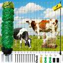 Electric Fence Netting, 42.6" H x 164'L Electric Anti-Predator Poultry Fence, PE Net Fencing Kit with 14 Posts Double Spiked, Movable Livestock Nets for Sheep, Hogs, Cattle and Other Poultry