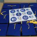 Phoncoo 16 Sets 2026 Graduation Table Decoration with LED Lights, Mason Jar Graduation Centerpieces for Tables with Grad Cap, Stickers for College High Middle School Grad Party Supplies Gifts(Blue)