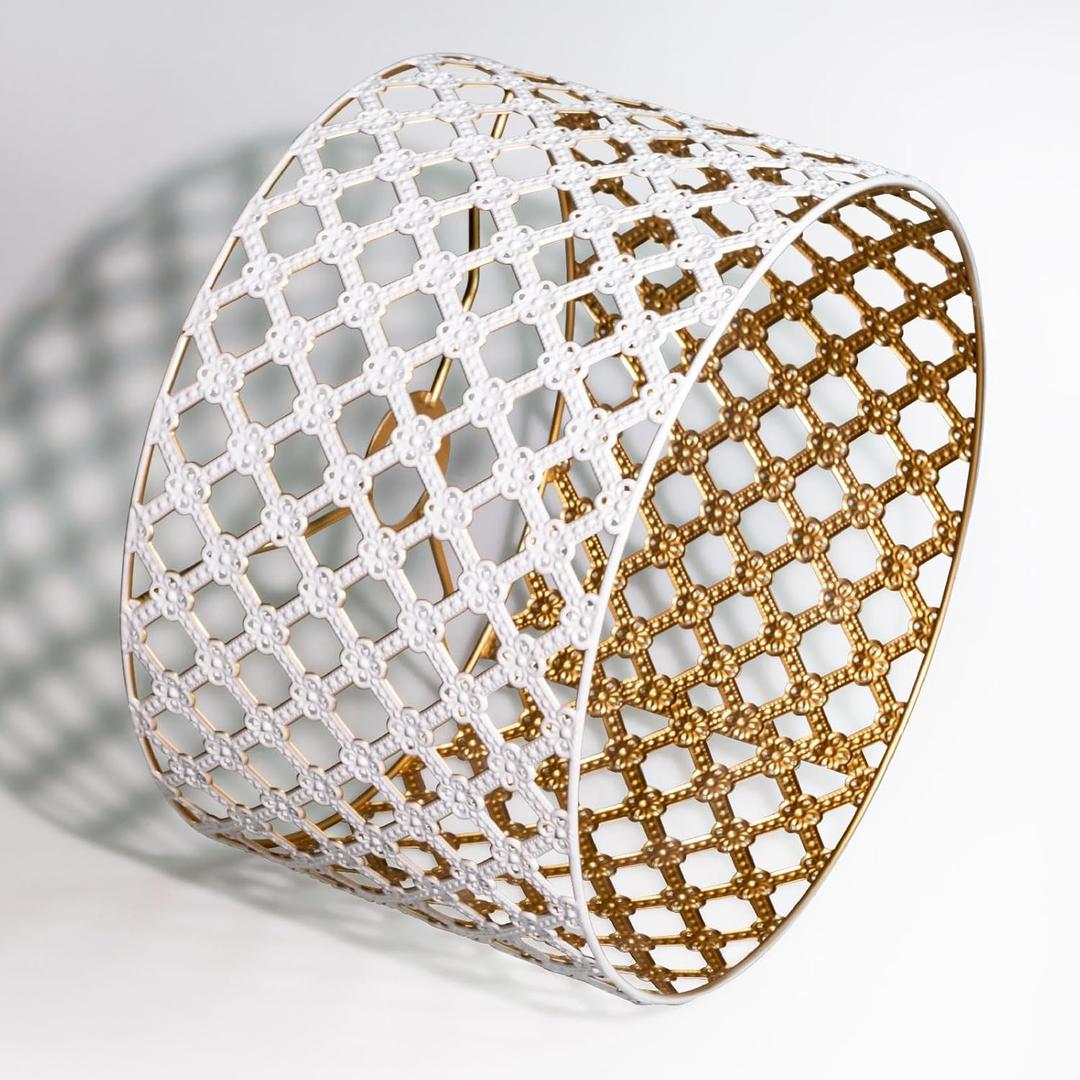 Unique Metal Lamp Shades, Round Drum Hollow-Carved Design for Table and Floor Lamps,Chandeliers/DIY Light Fixture Replacement