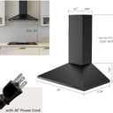 Range Hood 30 inch, 450 CFM Wall Mount Kitchen Hood in Cold Steel with Black Powder Coating Finish, LED Lighting, 3 Speed Exhaust Fan, Ducted/Ductless Convertible (Charcoal Filters Included)