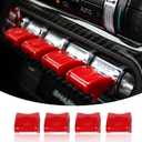 Bonbo Center Console Dashboard Control Button Cover Trim Interior Accessories for Ford Mustang 2015-2022(4 Pack, Red)