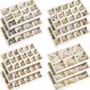 Junkin 12 Pcs Jewelry Tray Velvet Stackable Jewelry Organizer Trays Divided Earring Accessories Storage Containers Box (Rose Red) (Beige)