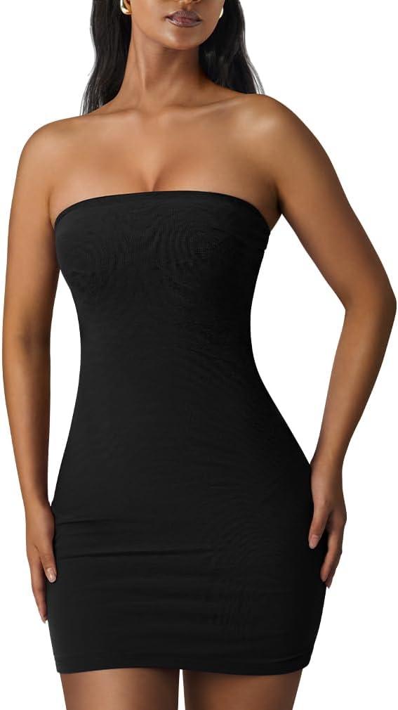XXTAXN Women's Sexy Tube Sleeveless Bodycon Cocktail Party Mini Dress (Black)