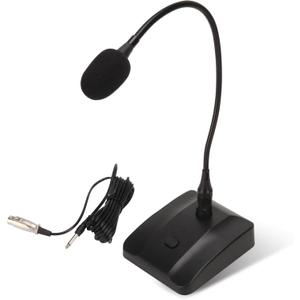 Gooseneck Condenser Microphone, 6.35mm Wired Microphone with Mute Button Desktop Microphone Computer Mic Podium Microphones Desktop Paging Mic Corded Voice Mic for Meetings Lectures Recording