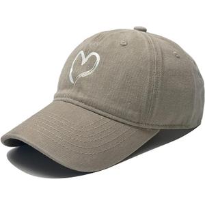 Washed Vintage Heart Baseball Cap Men Women Outdoor Sun Hat Summer UV Protection Duckbill Multiple Colors Khaki