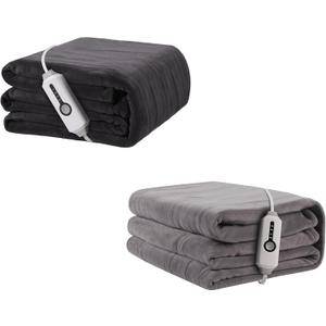 Electric Heated Blanket 72"x84" Full Size, Soft Coral Fleece with 4 Heating Levels and 10 Hours Auto-Off, Machine Washable, Cozy Plush Fabric for Home, Dark Gray & Light Gray