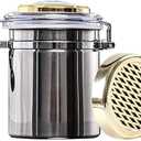 Stainless Steel Humidor Jar with Humidifier, 7 inch Height, Storage Container for Cigars, Coffee, Tea, 1200ML