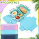 Vesici 3 Pack Bento Box, Bpa-free, 3 Compartment Leak Proof Lunch Snack Box with Lids Meal Prep Food Storage Container for Fridge Microwave Safe Work(Deep Sea Blue, Lake Blue, Purple)