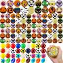 Meooeck 108 Pcs Halloween Mini Stress Balls Bulk 2.5'' Pumpkin Ghost Sport Squeeze Balls Stress Relief Sensory Fidget Foam Toy Basket Goodie Stuffers Gift for Halloween Party Favor Kids Adults Prizes