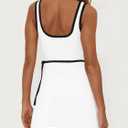 Fisoew Womens Workout Tennis Dress with Built in Shorts and Bra Sleeveless Cutout Wrap Tie Waist Golf Athletic Romper (Medium, White)