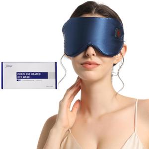 Heated Eye Mask for Dry Eyes, 1500mAh Cordless Warm Eye Compress for Blepharitis, Styes, Washable Cover, Gifts for Family and Friends (Blue)