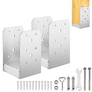 FMhotu 4"x 4" Post Base, 2Pcs Stainless Steel Adjustable Post Anchor Bracket (Internal 3.5 x 3.5), Adjustable Post Base for Pavilion Deck Porch Handrail Railing Support Decorative Anchor Plate