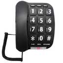 Landline Phones for Home with Large Buttons | Big Button Corded Phone with HI/LO Volume, Flashing Ringer Light, Speakerphone, 10 Two-Touch Speed Dial Memories, Tabletop or Wall Mount by Ken-Tech (BLACK)