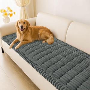 hyha Couch Covers for Dogs Washable, Non Slip Plush Dog Sofa Protectors, Fuzzy Pet Couch Covers for 3 Cushion Sofa Pet Friendly (Dark Grey, 27.6" x 59")