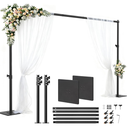 Square Backdrop Stand 6.5x10ft, Heavy-Duty Pipe Drape with Flat Metal Base
Adjustable Photography Background Support, Aluminum Poles Stand Kit for Weddings, Parties, Video Studio, Birthday, Black