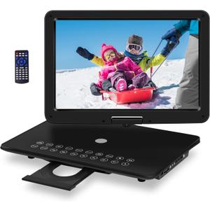 19.6" Portable DVD Player with 17.1" HD Swivel Screen, 4H Rechargeable Battery, Support USB/SD Card/Discs/Sync TV, Dual Stereo Speakers, Last Memory, Car Charger, Remote ControlNot Blueray (Black)