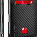 RUNBOX Slim Money Clip Wallets for Men RFID Blocking 11 Card Holder Minimalist Small Leather Bifold Men's Front Pocket Wallet Gift Box (Carbon Black)