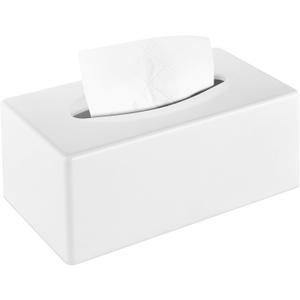 Y-in Hand Tissue Box Cover, Rectangular Facial Tissue Holder with Bottom, Decorative Storage Box for Bathroom Vanity, Countertops, Dressers, Night Stand, Car, RV, Parlors and Offices - White