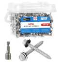 FMhotu Metal Roofing Screws #142Inch, 500-PCS, Hex Head Rustpert Coating Sheet Metal to Wood Siding Screw with EPDM Rubber Washer, Sharp Point, Hex Socket Included