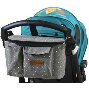 Miracle Baby Stroller Organizer Bag for Mom, Universal Stroller Storage Caddy Diaper Bag- Compatible with Most Strollers - Multifunctional Large (Gray White Star)
