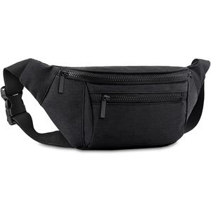 Fanny Pack for Men Women, Crossbody Waist Bag Pack, Belt Bag for Travel Walking Running Hiking Cycling, Easy Carry Any Phone, Wallet (Black)