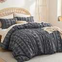 Bedsure Boho Duvet Cover King Size, Soft & Comfortable Elegant Design Boho Bedding for Decoration, Machine Washable Comforter Cover for All Seasons,Includes 1 Duvet Cover & 2 Pillow Shams,Dark Grey