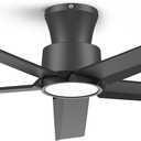 ocioc 52 inch Ceiling Fans with Lights, Large Air Volume Ceiling Fans with Reversible Quiet DC Motor and Remote（Black）