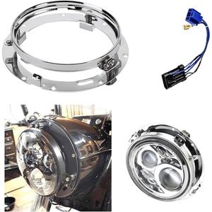 7 Inch Headlight Ring Mounting Bracket with Wire Harness Adapter for Motorcycle Street Glide Road King Electra Glide Headlight Bracket (Chrome)