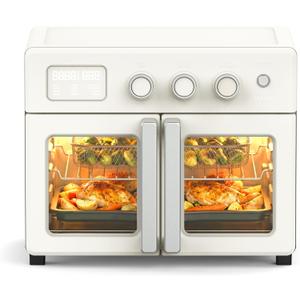 Martha Stewart French Door Air Fryer Toaster & Convection Oven 34QT, Linen
12-in-1 Countertop Oven, Bake, Broil, Roast, Fits 12” Pizza, Dehydrate,  Air Fry Basket, Oven Rack, Rotisserie, Cream White