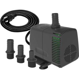 Submersible Pump 880GPH (3500L/H 60W) Ultra Quiet with Over Heating Protection 10.2ft High Lift for Fountains, Hydroponics, Ponds, Aquariums & More (880GPH fixed flow)