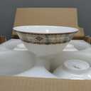 Fine Bone China Dinnerware Set for 4, 12-Piece Blue and White Porcelain Dinnerware Set (Blue C)