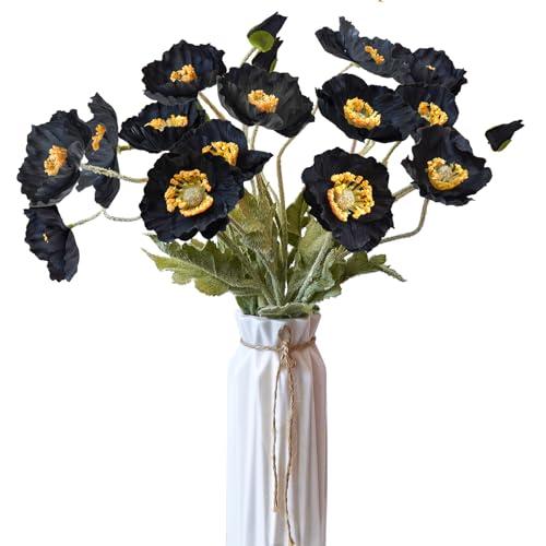 Kainonnan Artificial Flowers 5Pcs Poppies Flowers Artificial Silk Flowers for Home Office Wedding Outdoor Decor