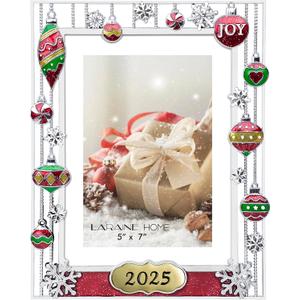 LARAINE Picture Photo Frame 5x7 Metal 2025 Christmas High Definition Display Pictures for Tabletop Home Decorative Holiday Gift (2025)