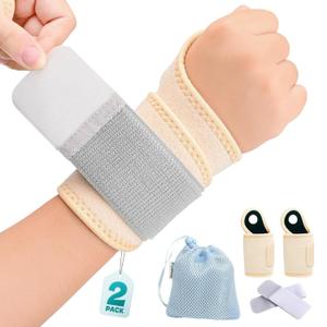 Wrist Brace for Right Left Hand 2 Pack, Wrist Support Wraps for Women Men, Adjustable Wrist Brace for Carpal Tunnel Tendonitis, Arthritis, Weightlifting, Sports, Day Night Support, Nude (Free Size (Fit 5-10" Wrist Circumference))