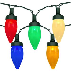 C7 LED Valentine's Day Lights Outdoor, 26Ft Outdoor Christmas Decoratios, Vintage String Lights Waterproof with 50 LED C7 Multicolor Bulbs, Night Lights for Indoor Roofline Backary Garden House Party