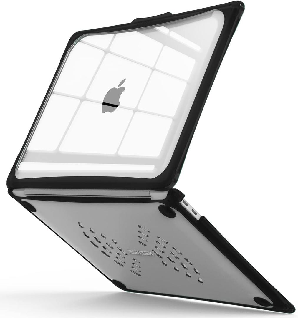 IBENZER Hexpact Compatible with MacBook Air 13 Inch Case 2022 2021 2020 M1 A2337 A2179 A1932, Heavy Duty Protective Case with Screen Lock for Mac Air 13 with Touch ID, Black, AT13-BK