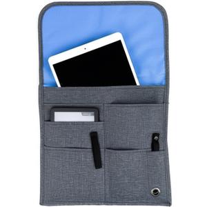 SO~MINE Airplane Pocket Organizer | Tray Table Cover | In Flight Seat Back Organizer Bag | Commuter Essential Travel Bag | Media Pouch For Flying | Travel Gift | Attaches To Luggage (Charcoal Cobalt)